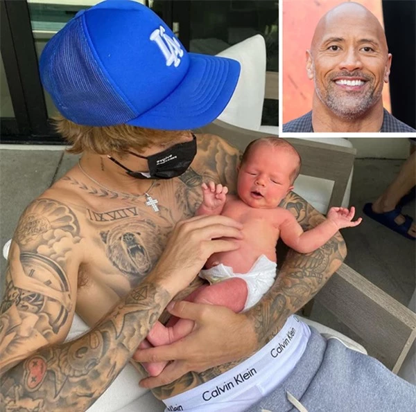 The Rock (ảnh nhỏ) chúc Justin và Hailey sớm có con.