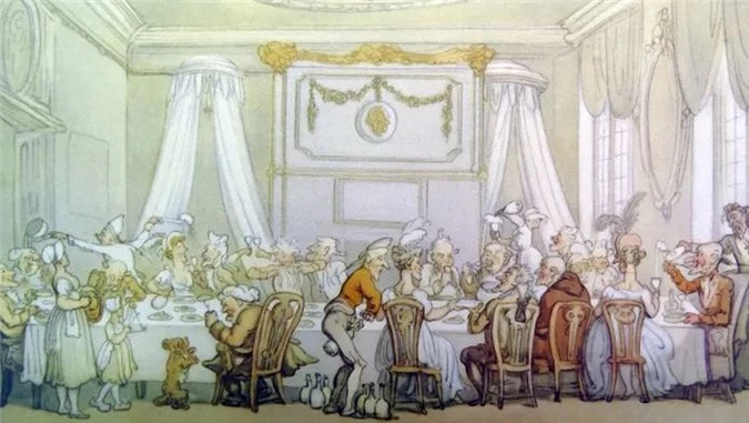 Bức tranh mô tả bàn ăn d’hôte tại Paris, Pháp. Ảnh: Getty Images.