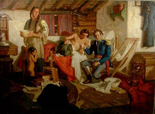 Tranh sơn dầu mô tả William Beaumont và Alexis St. Martin của họa sĩ Dean Cornwell.
