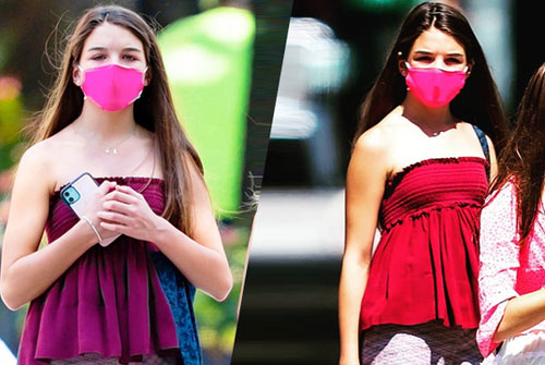 Suri Cruise diện áo hở vai dạo phố