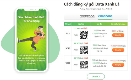 Cách đăng ký gói Data Xanh Lá.