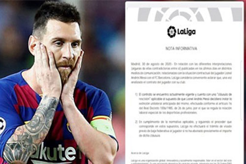 La Liga phán quyết Messi không được phép tự do rời Barca