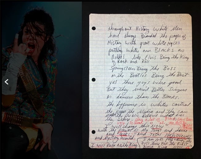 Một phần hình ảnh lá thư do Michael Jackson viết năm 1987.