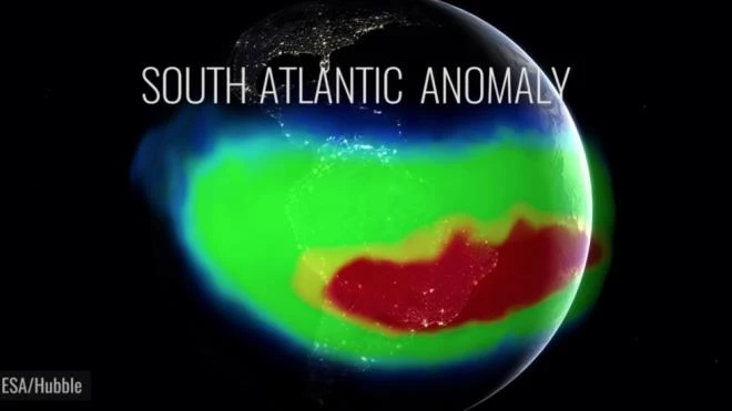 Vùng dị thường Nam Đại Tây Dương (SAA) đang mở rộng về kích thước. (Ảnh: NASA)