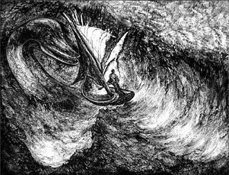 “Quái vật” hồ Loch Ness trong một bức tranh cổ.