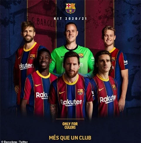 Messi đứng giữa trong quảng cáo áo đấu mùa tới của Barca