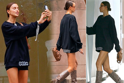 Irina Shayk khoe chân dài trên phố