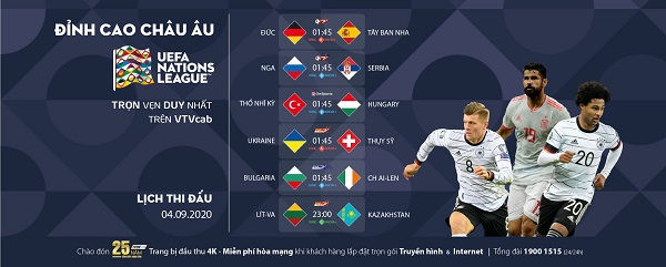 UEFA Nations League 2020/2021: Phát sóng trọn vẹn duy nhất trên VTVcab