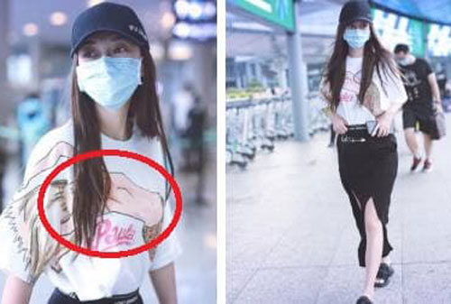 Angelababy lên đồ khiến chân ngắn một mẩu, bị soi mặc áo in hình khêu gợi