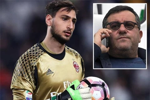 “Siêu cò” Mino Raiola (ảnh nhỏ) đang xúi giục Donnarumma ra yêu sách quá đáng với Milan