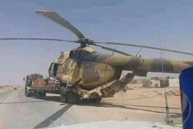 Trực thăng vận tải đa dụng Mi-8 của LNA đã bị các tay súng thân Thổ Nhĩ Kỳ chiến đấu cho GNA bắt giữ. Ảnh: Al Masdar News.