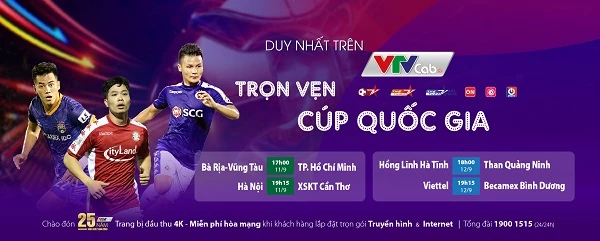 Lịch thi đấu tứ kết Cúp Quốc gia từ 11/9/2020.