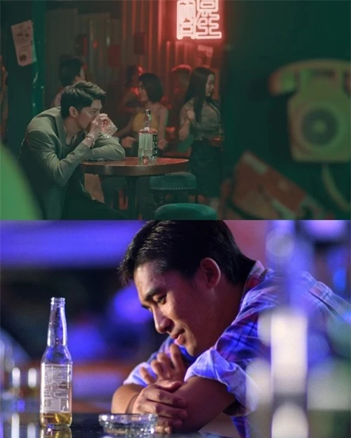 Khoảnh khắc Noo một mình uống rượu trong quán bar tương đồng với giây phút Lương Triều Vỹ trầm ngâm trong phim Chungking Express.