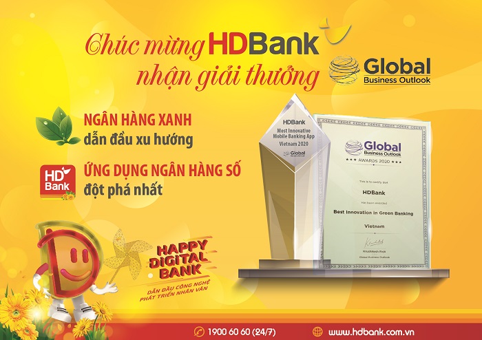 HDBank nhận giải Triển vọng Kinh doanh Toàn cầu năm 2020.