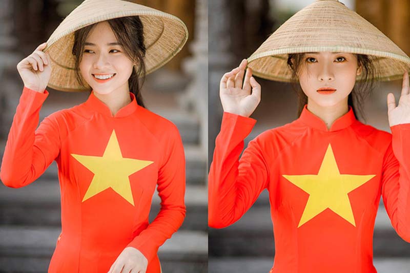 Nữ sinh 2K đẹp dịu dàng trong tà áo dài cờ đỏ sao vàng