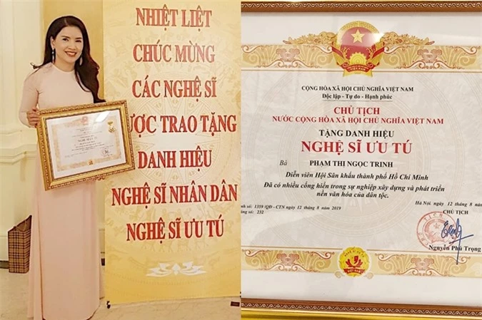 Năm 2019, Ngọc Trinh được trao tặng danh hiệu Nghệ sĩ ưu tú. Đây là thành quả của chị sau hơn hai mươi năm cống hiến vì nghệ thuật.