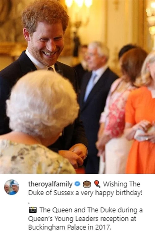 Bài đăng chúc mừng sinh nhật Harry 36 tuổi của Nữ hoàng. Ảnh: Instagram.