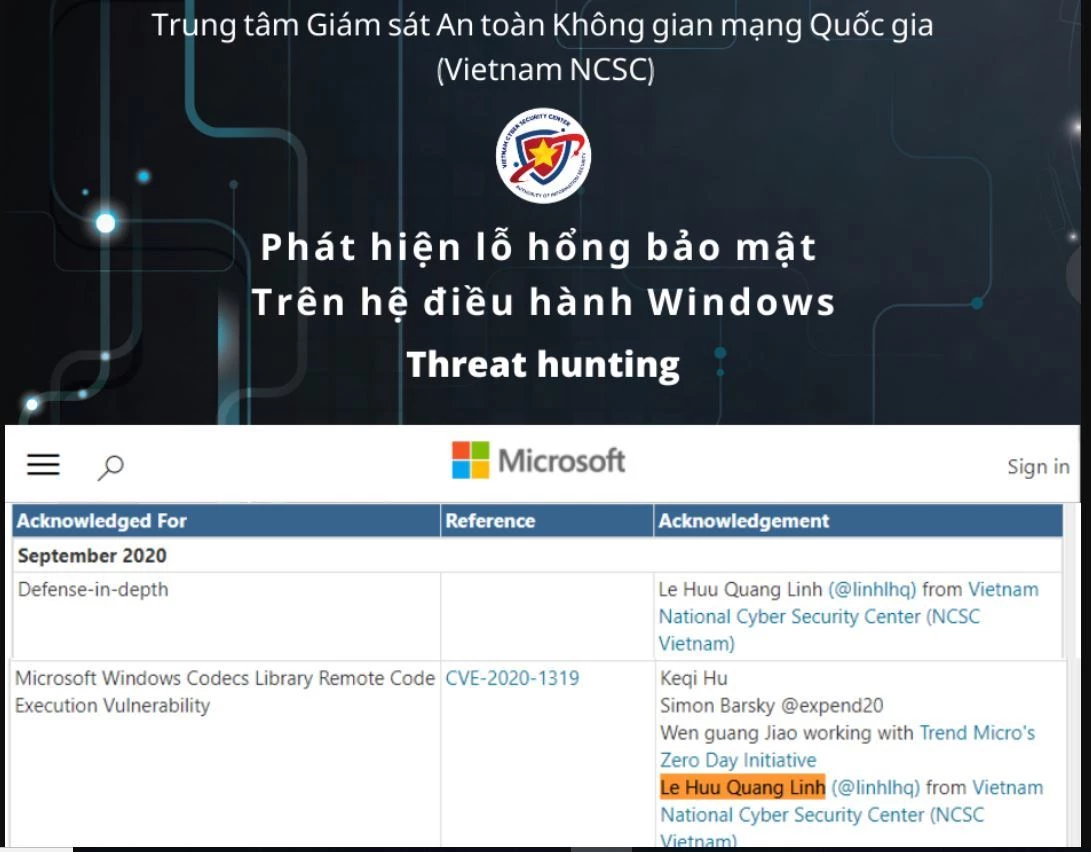 Microsoft ghi nhận lổ hổng “CVE-2020-1319” do chuyên gia Lê Hữu Quang Linh phát hiện ở mức “Critical” (Nghiêm trọng) 