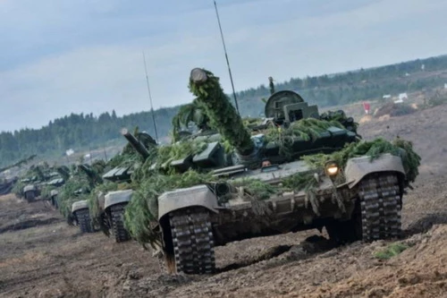 Xe tăng chiến đấu chủ lực T-72B3 của Quân đội Belarus. Ảnh: TASS.