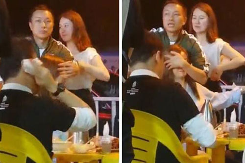 Triệu Vy choáng váng khi đột nhiên bị một người đàn ông ôm ghì lúc đang ăn uống bên lề đường