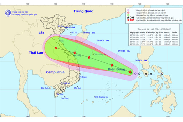 Áp thấp nhiệt đới mạnh lên thành bão số 5 mạnh cấp 8, giật cấp 10