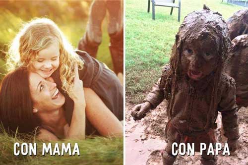 Chùm ảnh cho thấy sự khác nhau "một trời một vực" giữa bố và mẹ