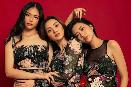 Trang Nhung làm mẫu ảnh cùng hai cháu gái