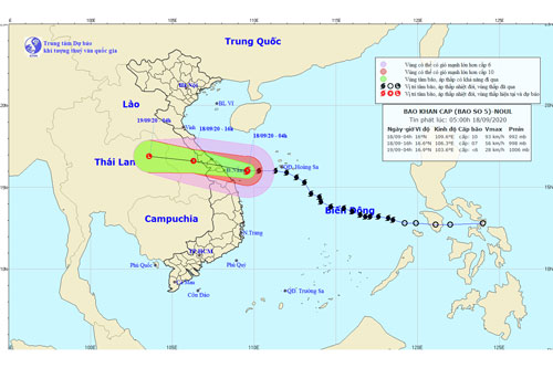 Bão số 5 giật cấp 12, gây mưa lớn từ Hà Tĩnh đến Quảng Ngãi