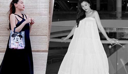 Hồ Ngọc Hà và Đông Nhi 'đụng' style váy bầu