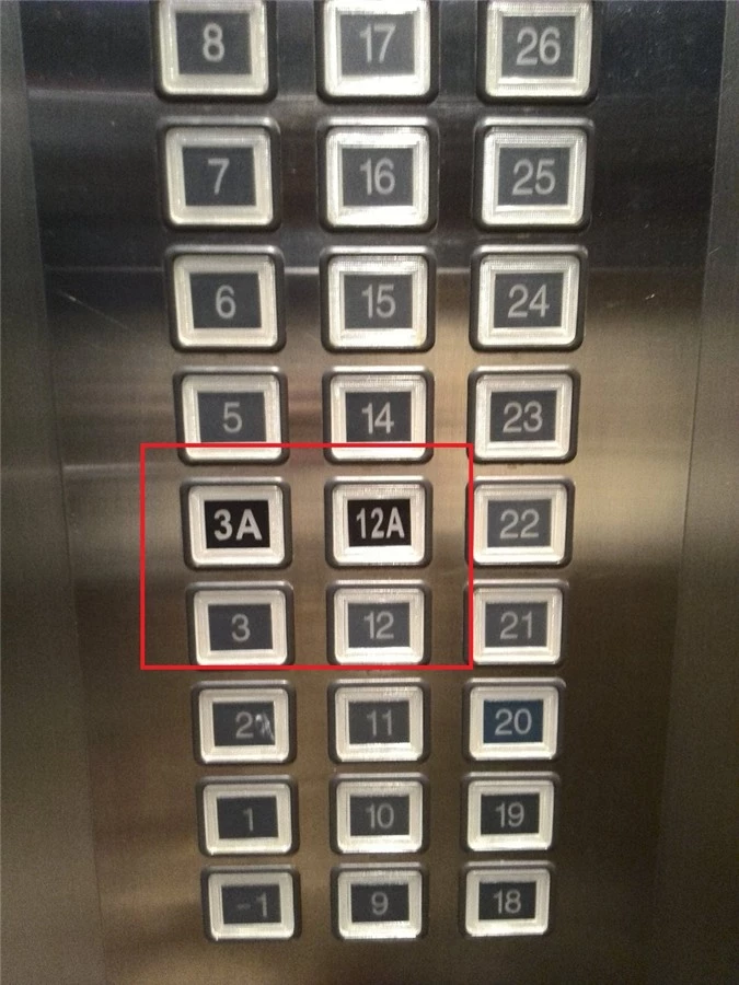 Thang máy của nhiều chung cư không có số 4 và số 13.