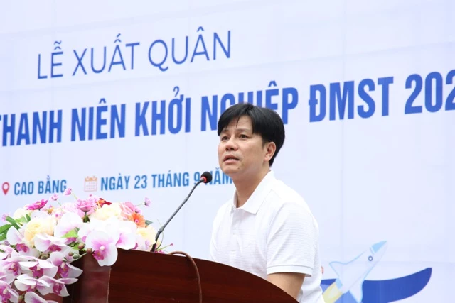   Anh Nguyễn Đức Tùng, Ủy viên Ủy ban Trung ương Hội LHTN Việt Nam, Giám đốc Trung tâm Hỗ trợ thanh niên khởi nghiệp phát biểu tại lễ phát động.