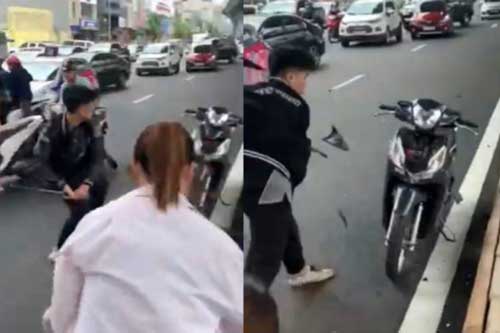 Triệu tập nam thanh niên đâm vào bà bầu, đập xe của người đi đường ở Hà Nội