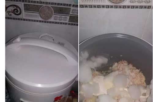 Thấy phòng bạn có mùi chua, cô nàng tìm kiếm thì thấy nồi cơm mốc trắng nhưng điều này mới gây choáng váng