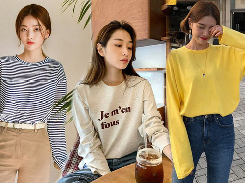 Những kiểu áo thun dài tay trẻ trung rất hợp với mùa thu
