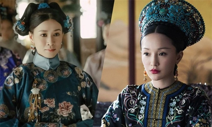 Xa Thi Mạn (trái) và Châu Tấn cùng đóng vai Kế hoàng hậu trong hai phim Diên Hy công lược và Như Ý truyện.