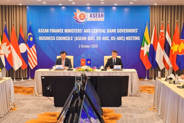 Hội nghị trực tuyến Thống đốc Ngân hàng Trung ương ASEAN lần thứ 16 (gọi tắt là ACGM) diễn ra tại Hà Nội vào sáng ngày 2/10/2020.