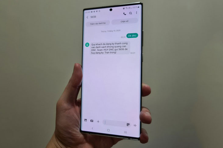 Hướng dẫn thuê bao di động đăng ký từ chối cuộc gọi, tin nhắn quảng cáo rác