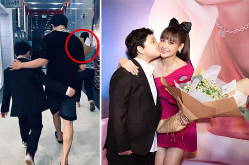 Tim âm thầm đưa con trai đến tặng hoa cho Trương Quỳnh Anh