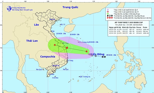 Dự báo của Trung tâm Khí tượng thủy văn quốc gia về hướng di chuyển của ATNĐ có khả năng mạnh lên thành bão