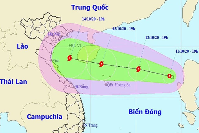 Áp thấp nhiệt đới xuất hiện trên Biển Đông. (Nguồn: NCHMF)