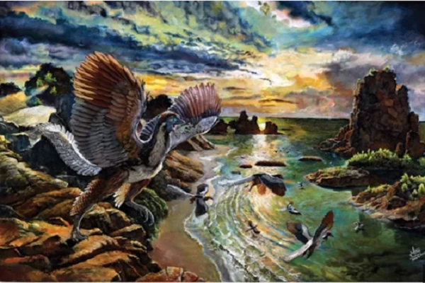 Hình minh họa về Archeopteryx albersdoerferi khoảng 150 triệu năm trước. Ảnh: Livescience