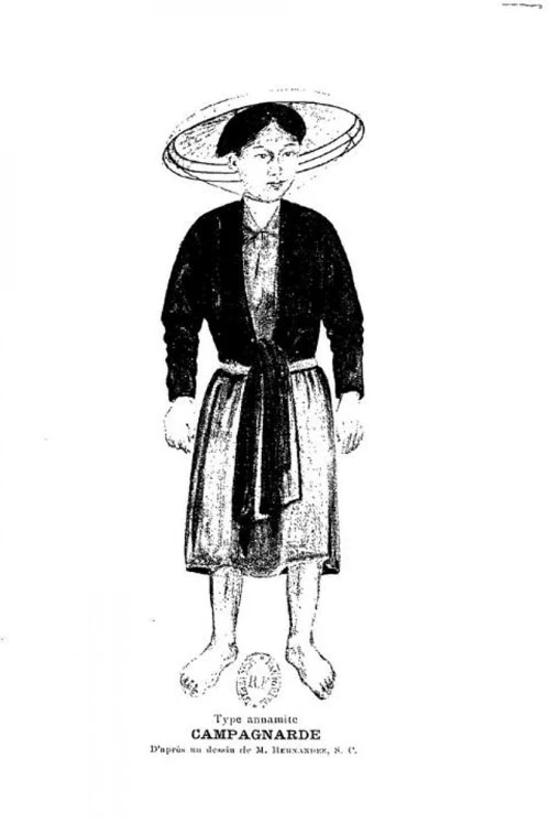  Hình vẽ phụ nữ miền Bắc trong trang phục truyền thống.
