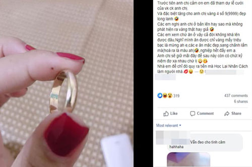 Cô dâu đăng đàn 'bóc phốt' người em thân thiết, mặc đồ sang chảnh nhưng lại mừng cưới bằng vàng giả