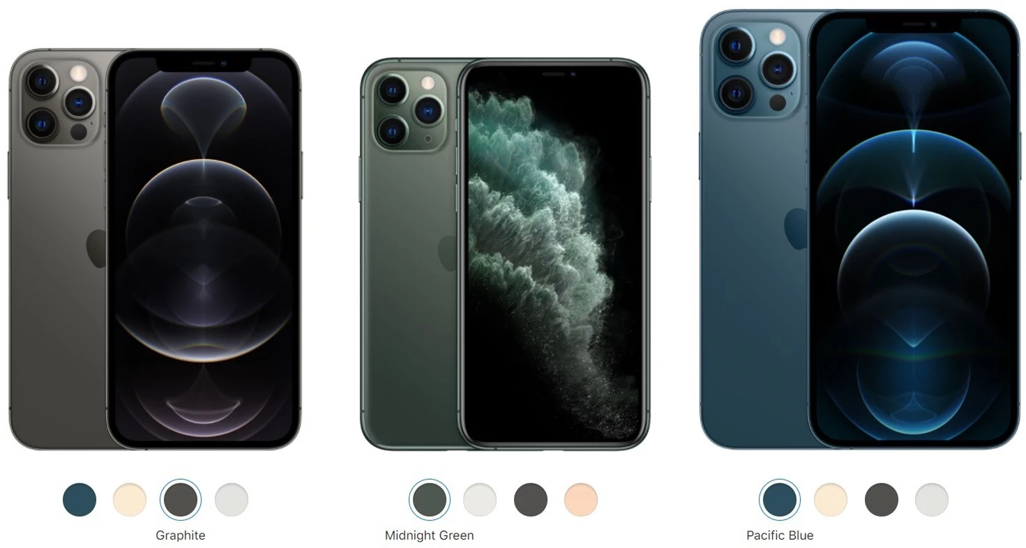 iPhone 12 Pro và iPhone 12 Pro Max có nhiều màu để người dùng lựa chọn