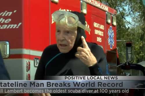 Cụ ông 100 tuổi lập kỷ lục thợ lặn già nhất thế giới