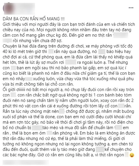 Khiếp đảm cô gái tay không bắt rắn, nghe kể lại quá trình thu phục con vật, ai cũng "mắt chữ A mồm chữ O": Người đâu mà mạnh bạo thế? - Ảnh 1.