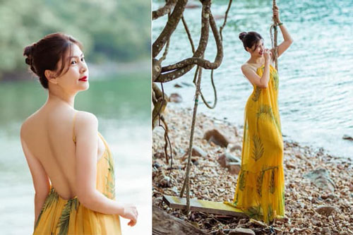 Kim Thư khoe lưng trần gợi cảm