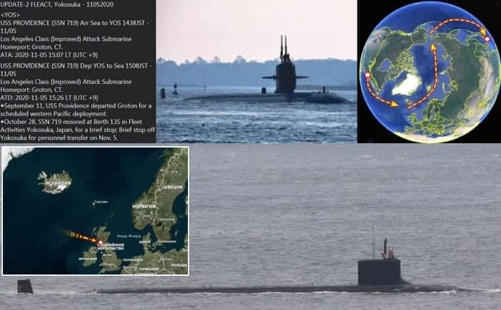 Lộ trình tàu ngầm hạt nhân USS Providence đi xuyên qua tuyến đường biển phương Bắc của Nga. Ảnh: Avia-pro.