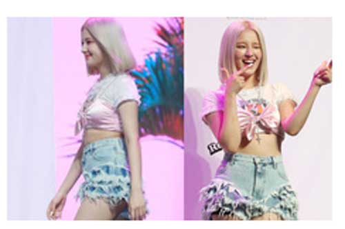 Nancy (MOMOLAND) lại gặp sự cố để lộ vùng nhạy cảm, chân đầy sẹo vì diện quần quá ngắn khiến fan phải la ó