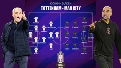 Man City và Tottenham ra sân với sơ đồ nào ở đại chiến?